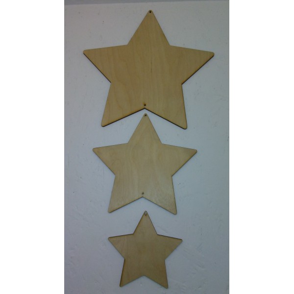 Natúr fa - Felfűzhető csillagok 20-15-10cm 3db/csomag 